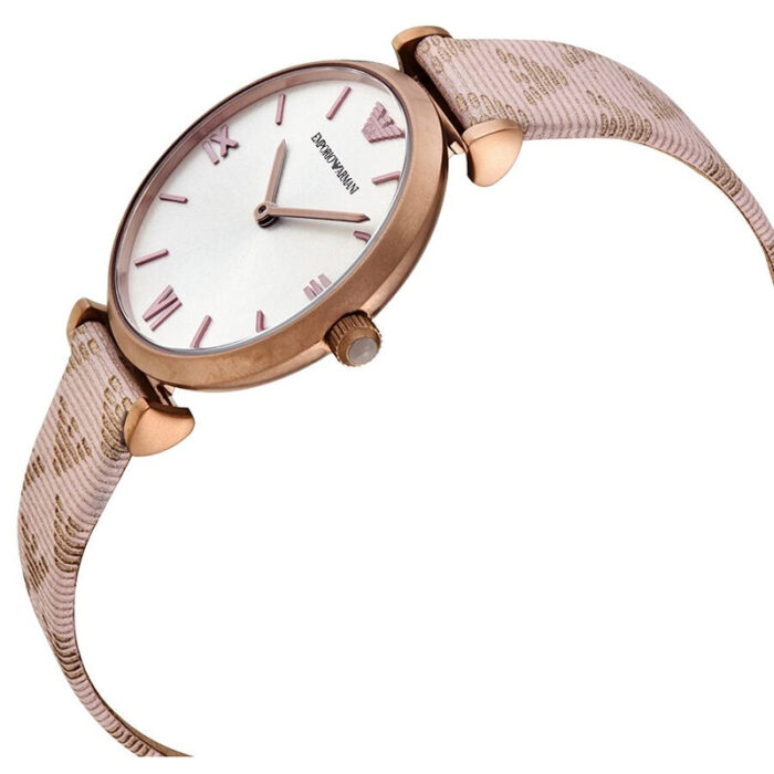 Emporio Armani Analog Grey Dial Pink Leather Strap Watch For Women - AR11126 - Image 4